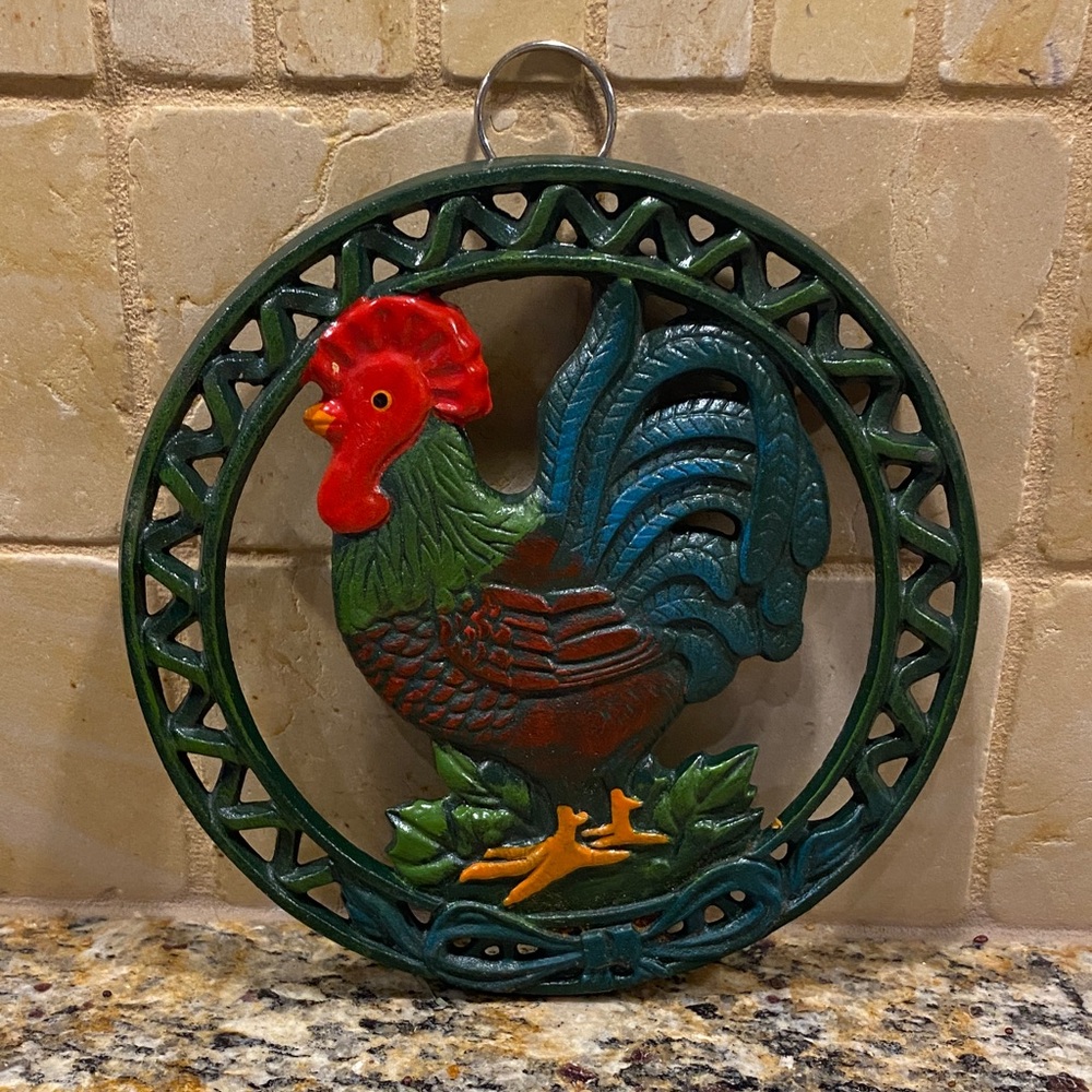 Colorful Rooster Metal Trivet